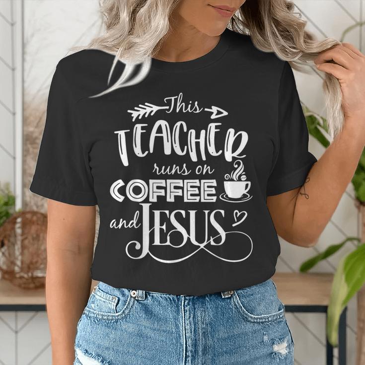 This Teacher Runs On Coffee And Jesus T Shirt Christian Tees Women's T-Shirt, funny gift This Teacher Runs On Coffee And Jesus T Shirt Christian Tees Women's T-Shirt, funny gift