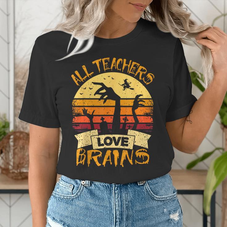 Teacher Shirt All Teachers Love Brains Halloween Men Women Women's T-Shirt, funny gift