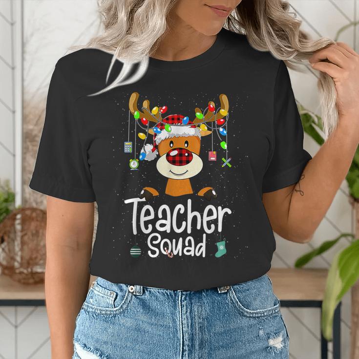 Teacher Squad Red Plaid Rudolph Reindeer Christmas Women's T-Shirt, funny gift Teacher Squad Red Plaid Rudolph Reindeer Christmas Women's T-Shirt, funny gift
