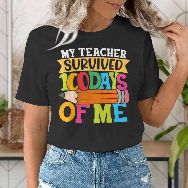 My Teacher Survived 100 Days Of Me 100th Day Of School Kids Women's T-Shirt, funny gift My Teacher Survived 100 Days Of Me 100th Day Of School Kids Women's T-Shirt, funny gift