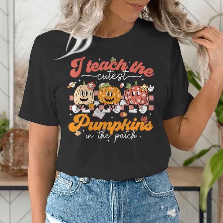 Teacher I Teach The Cutest Pumpkins In The Patch Fall Autumn Women's T-Shirt, funny gift