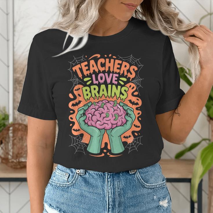Teacher Teachers Love Brains Halloween Men Women Women's T-Shirt, funny gift