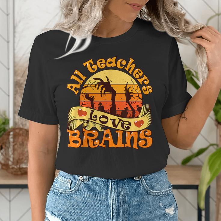 Teacher All Teachers Love Brains Halloween Party Women's T-Shirt, funny gift Teacher All Teachers Love Brains Halloween Party Women's T-Shirt, funny gift