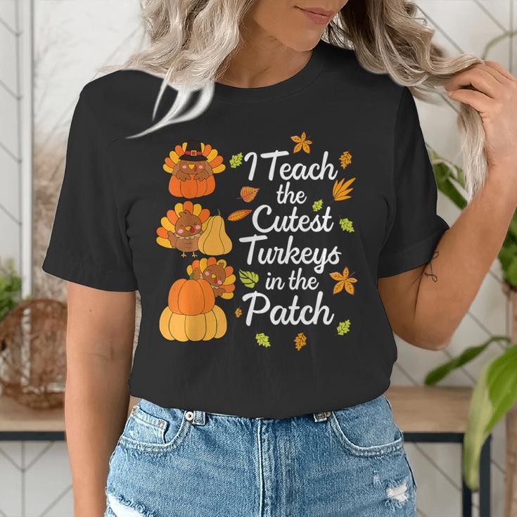 Teacher Thanksgiving I Teach The Cutest Turkeys In The Patch Women's T-Shirt, funny gift