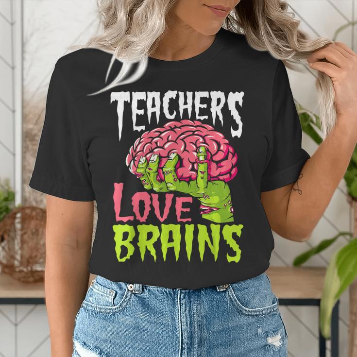 Teachers Love Brains Zombie Teacher Halloween Zombies Women's T-Shirt, funny gift