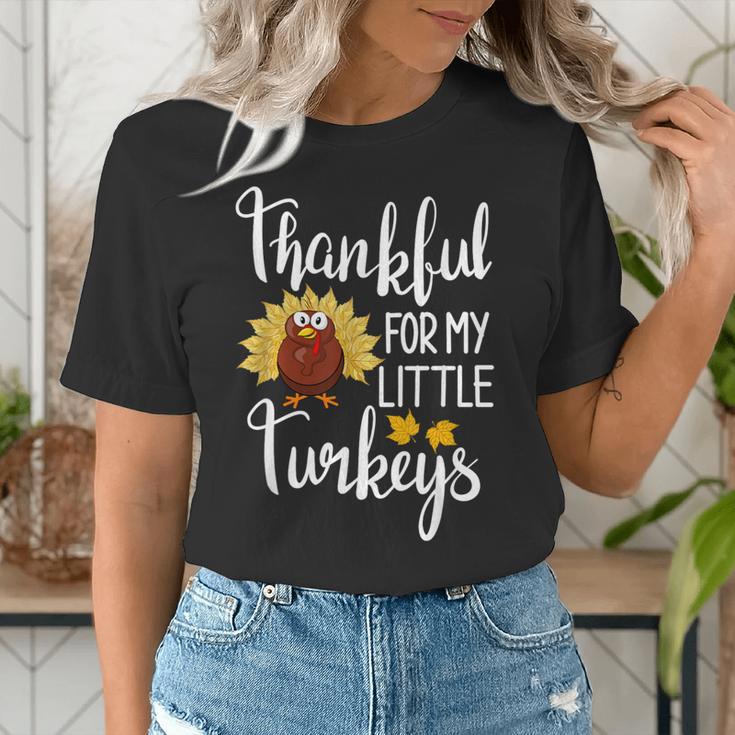 Teachers Thanksgiving Thankful For My Little Turkeys Women's T-Shirt, funny gift