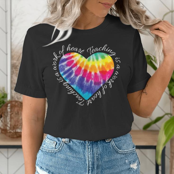 Teaching Is a Work Of Heart Tie Dye Hippie For Teacher For Men Women Girls Kids Women's T-Shirt, funny gift