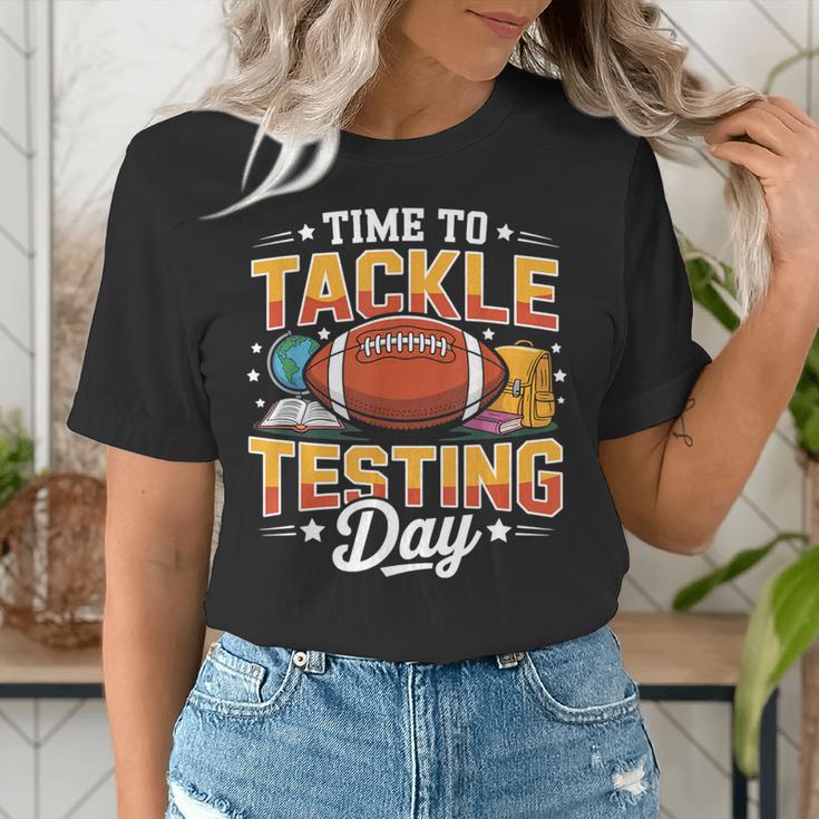 Test Day State Football Tackle Testing Day Sports Teacher Women's T-Shirt, funny gift