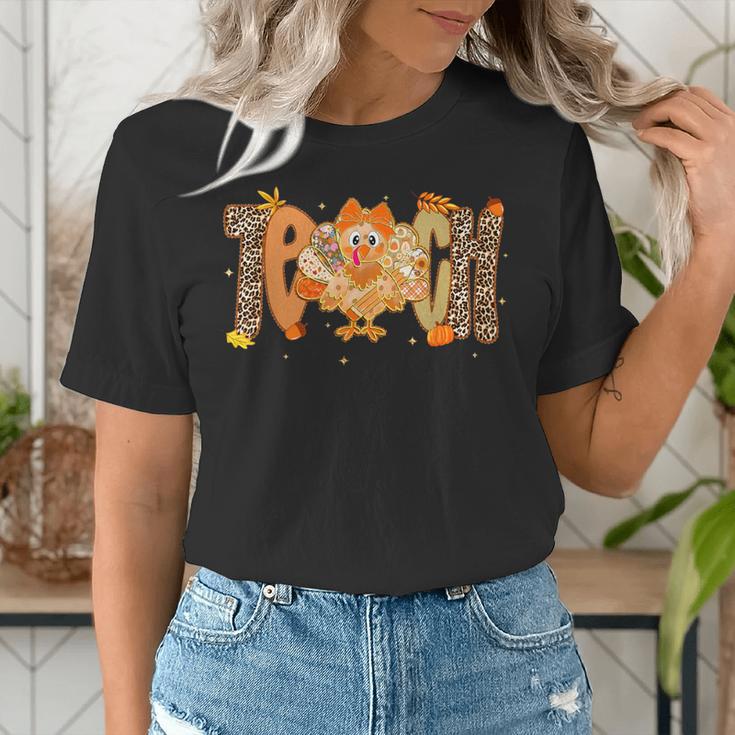 Thanksgiving Turkey Teach Thankful Teacher Girly Bow Women Women's T-Shirt, funny gift Thanksgiving Turkey Teach Thankful Teacher Girly Bow Women Women's T-Shirt, funny gift