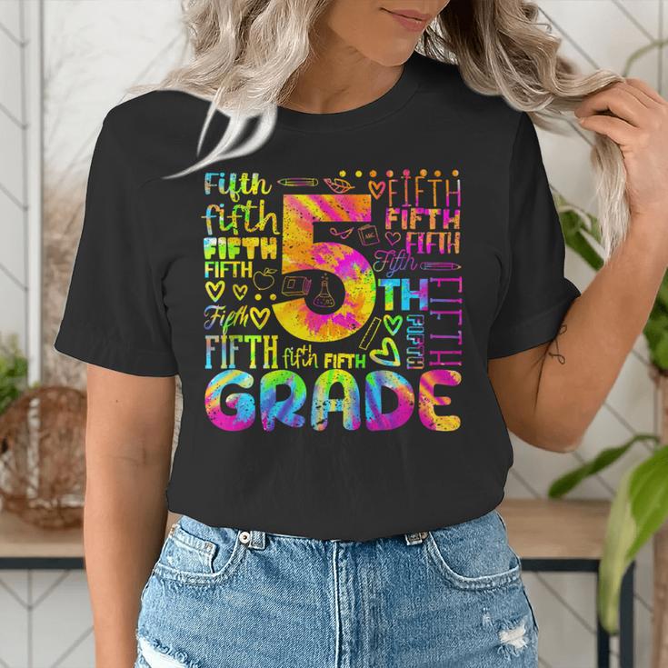 Tie Dye 5th Grade Typography Team Fifth Grade Teacher For Men Women Girls Kids Women's T-Shirt, funny gift