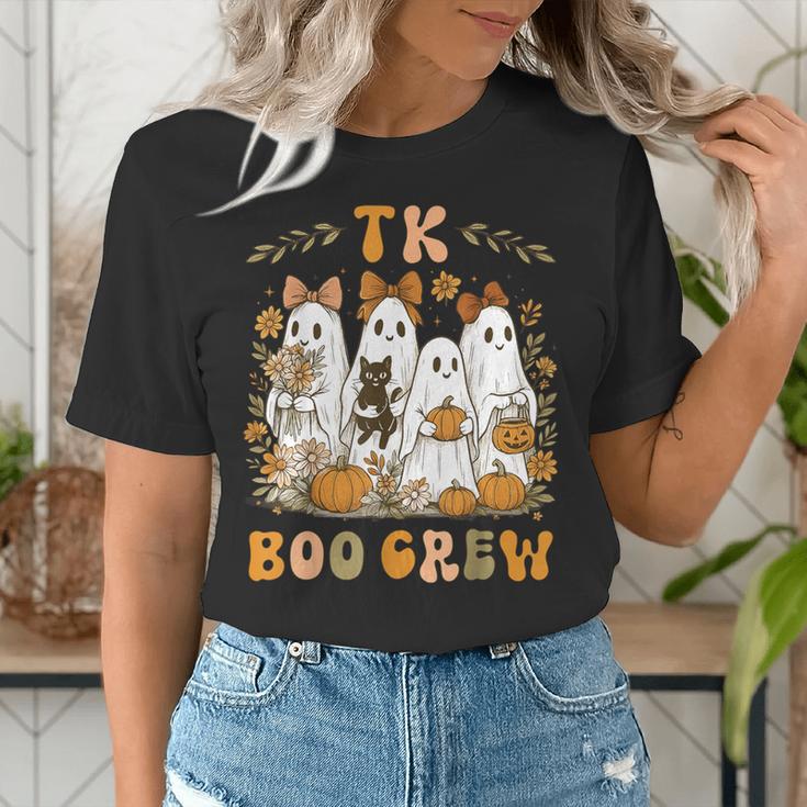 TK Boo Crew Preppy Halloween Floral Ghost TK Teacher Team TK Women's T-Shirt, funny gift
