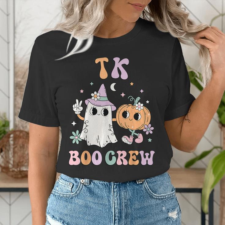 TK Boo Crew Retro Groovy Halloween Floral Ghost TK Teacher Men Women Kids Women's T-Shirt, Groovy Teacher Shirts, funny gift