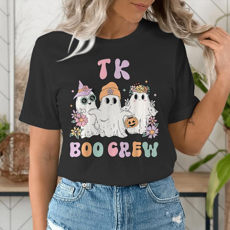 TK Boo Crew Retro Groovy Halloween Floral Ghost TK Teacher Women's T-Shirt, Groovy Teacher Shirts, funny gift TK Boo Crew Retro Groovy Halloween Floral Ghost TK Teacher Women's T-Shirt, Groovy Teacher Shirts, funny gift