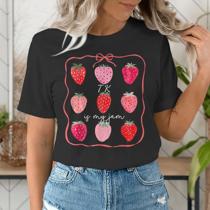 TK Is My Jam Transitional Kindergarten TK Teacher Strawberry Women's T-Shirt, funny gift