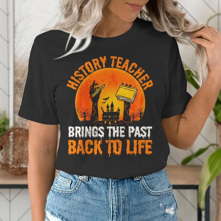 History Teacher Brings Past Back To Life Halloween Zombie Women's T-Shirt, History Teacher Shirts, funny gift History Teacher Brings Past Back To Life Halloween Zombie Women's T-Shirt, History Teacher Shirts, funny gift