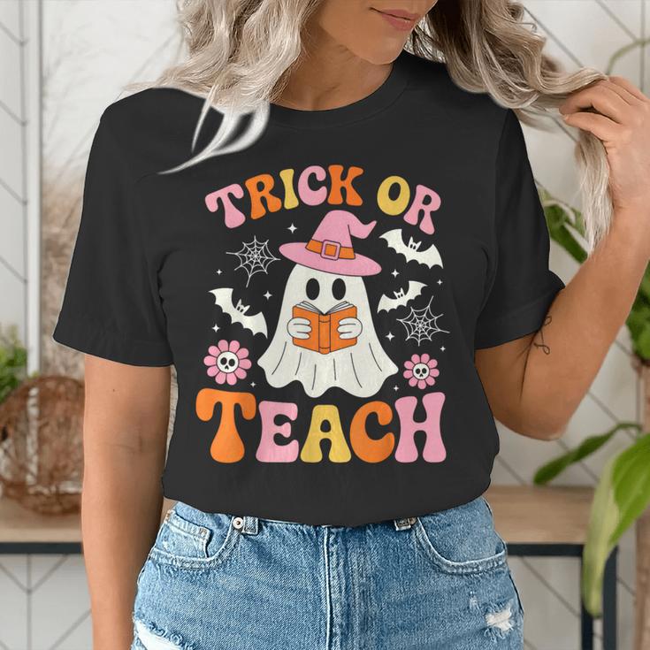 Trick Or Teach Cute Floral Ghost Teacher Halloween Costume Women's T-Shirt, funny gift Trick Or Teach Cute Floral Ghost Teacher Halloween Costume Women's T-Shirt, funny gift