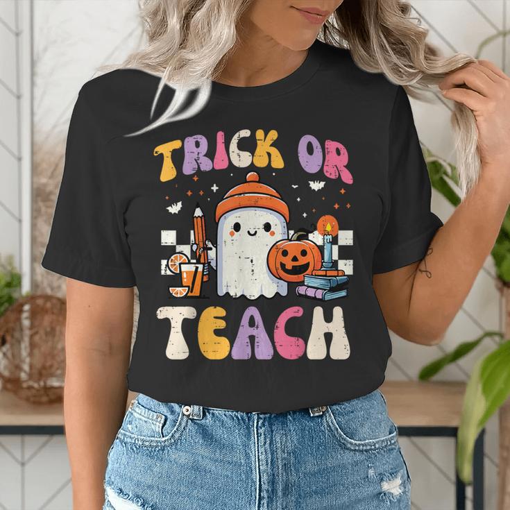 Trick Or Teach Ghost Teacher School Halloween Men Women Women's T-Shirt, funny gift