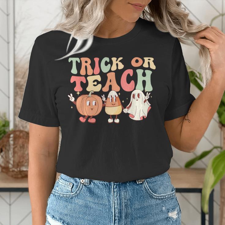 Trick Or Teach Pumpkin Candy Corn Ghost Halloween Teacher Women's T-Shirt, funny gift Trick Or Teach Pumpkin Candy Corn Ghost Halloween Teacher Women's T-Shirt, funny gift