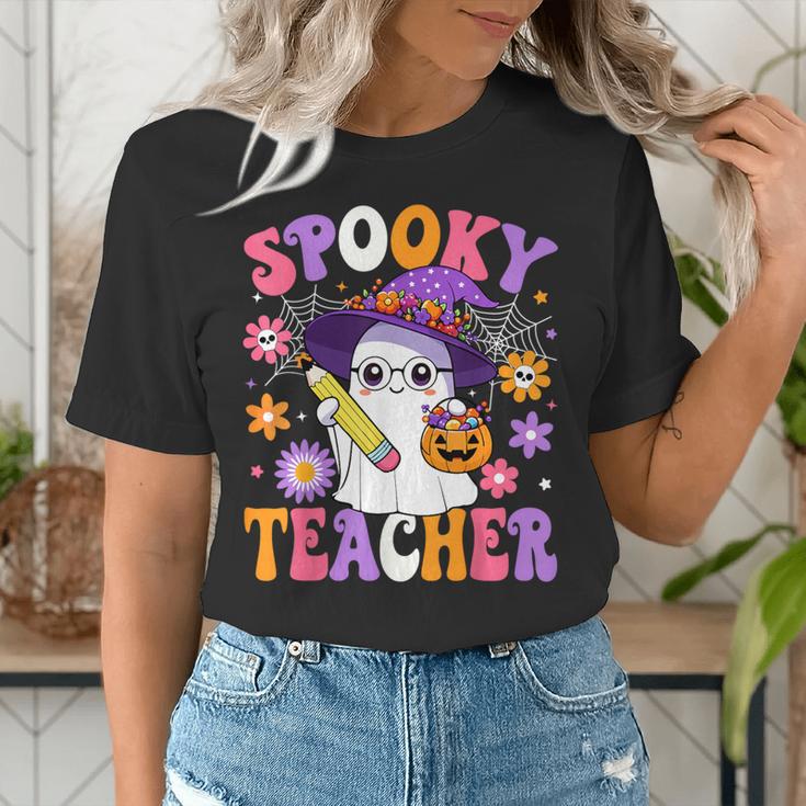 Trick Or Teach Spooky Teacher Ghost Halloween Teacher Women's T-Shirt, funny gift