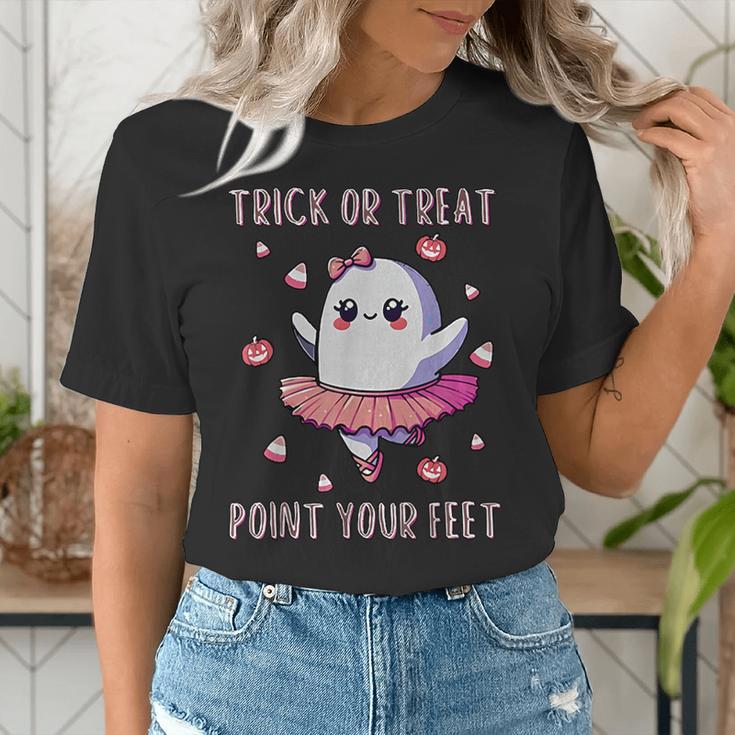 Trick Or Treat Point Your Feet Halloween Ghost Dance Teacher Women's T-Shirt, funny gift