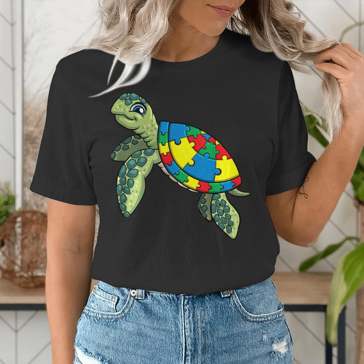 Turtle Puzzle Pieces For Autism Awareness Kids Women Teacher Women's T-Shirt, funny gift