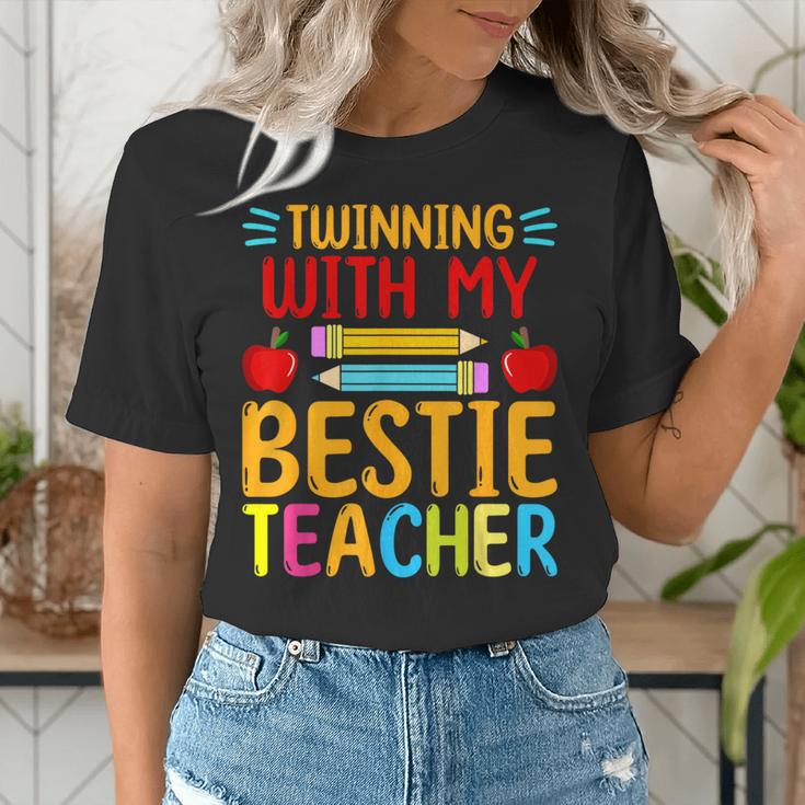 Twinning With My Bestie Teacher Boy Spirit Week Twin Day Women's T-Shirt, funny gift Twinning With My Bestie Teacher Boy Spirit Week Twin Day Women's T-Shirt, funny gift