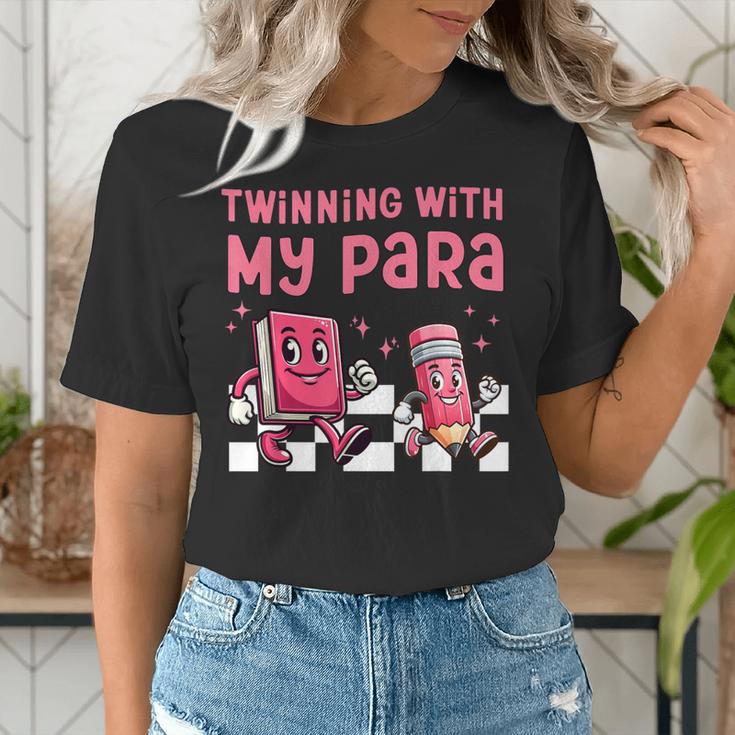 Twinning With My Para Teacher Matching Paraprofessional 70s For Men Women Women's T-Shirt, funny gift Twinning With My Para Teacher Matching Paraprofessional 70s For Men Women Women's T-Shirt, funny gift