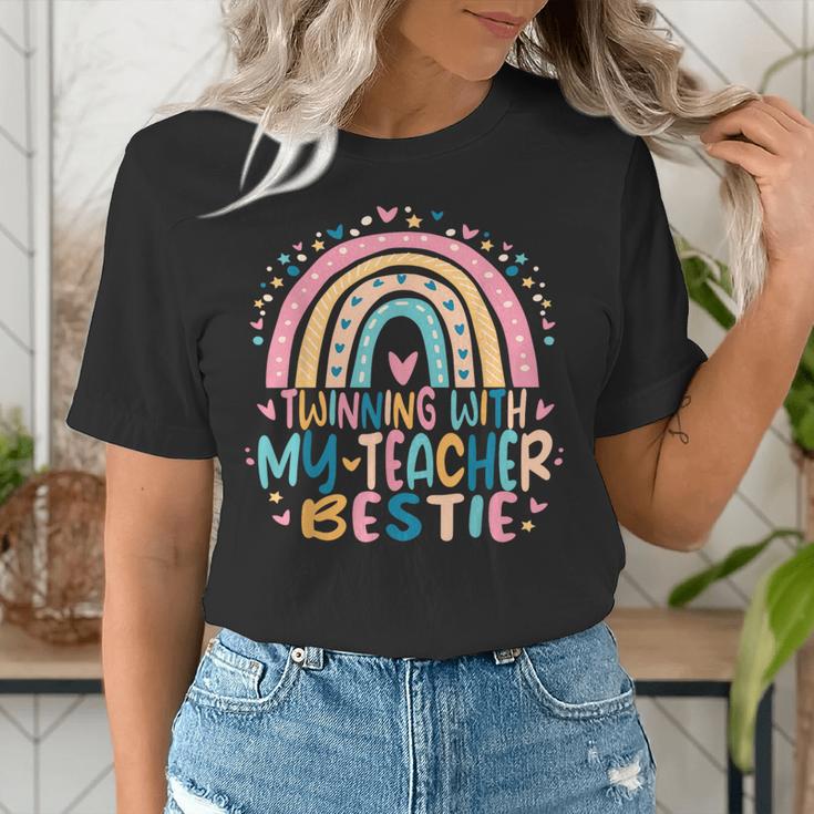 Twinning With My Teacher Bestie Rainbow Matching Teachers Women's T-Shirt, funny gift