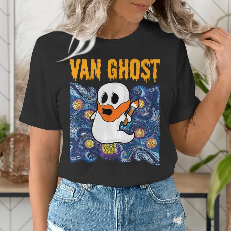 Van Ghost Art Teacher Halloween Van Gogh Starry Night Women's T-Shirt, funny gift Van Ghost Art Teacher Halloween Van Gogh Starry Night Women's T-Shirt, funny gift