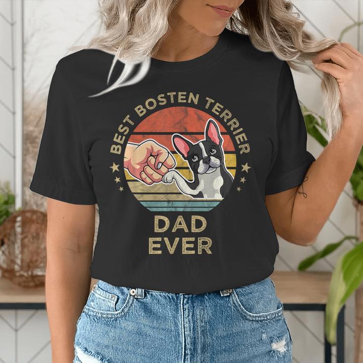 Vintage Best Boston Terrier Dad Ever Dog Father Father's Day Men Girls Kids Women's T-Shirt, Boston Terrier Dad Shirts, funny gift