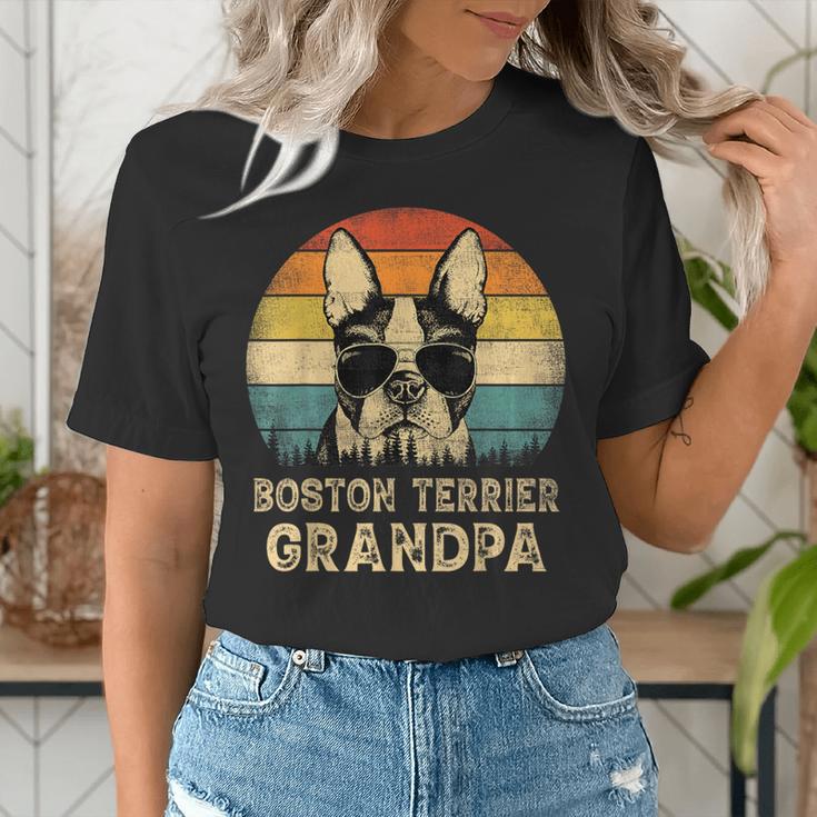 Vintage Boston Terrier Grandpa Dog Lovers Father's Day Women's T-Shirt, funny gift