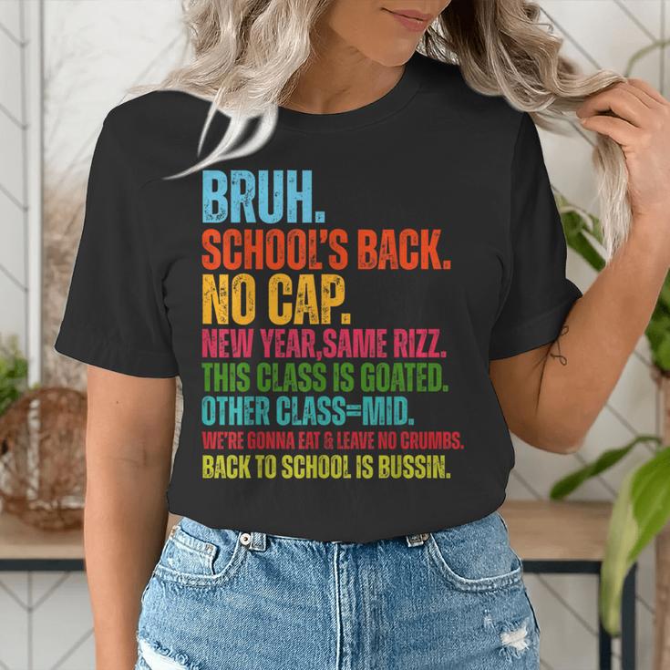 Vintage Bruh We Back No Cap Bruh We'Re Back Student Teacher Women's T-Shirt, funny gift