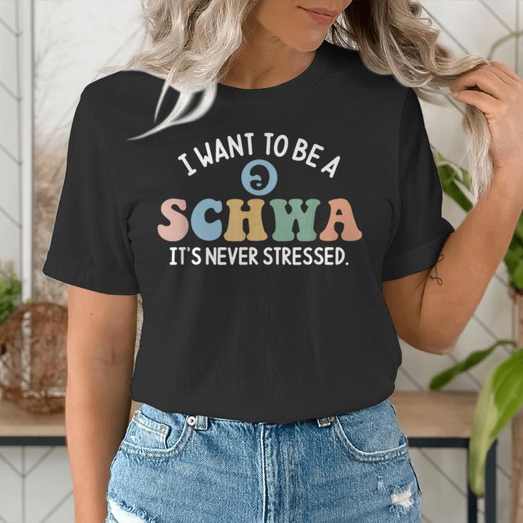 I Want To Be A Schwa It's Never Stressed Reading Teacher Kid Women's T-Shirt, funny gift I Want To Be A Schwa It's Never Stressed Reading Teacher Kid Women's T-Shirt, funny gift