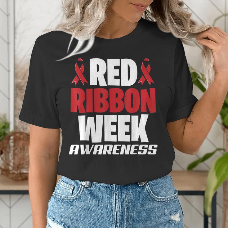 We Wear Red For Red Ribbon Week Awareness Mothers Teachers Women's T-Shirt, funny gift We Wear Red For Red Ribbon Week Awareness Mothers Teachers Women's T-Shirt, funny gift