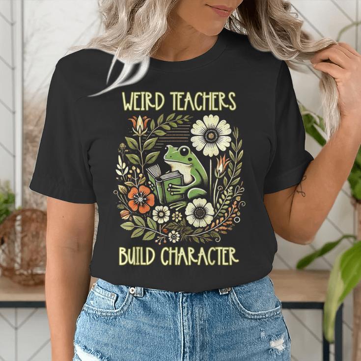 Weird Teachers Build Character Frog Reading Book Librarian Women's T-Shirt, funny gift Weird Teachers Build Character Frog Reading Book Librarian Women's T-Shirt, funny gift