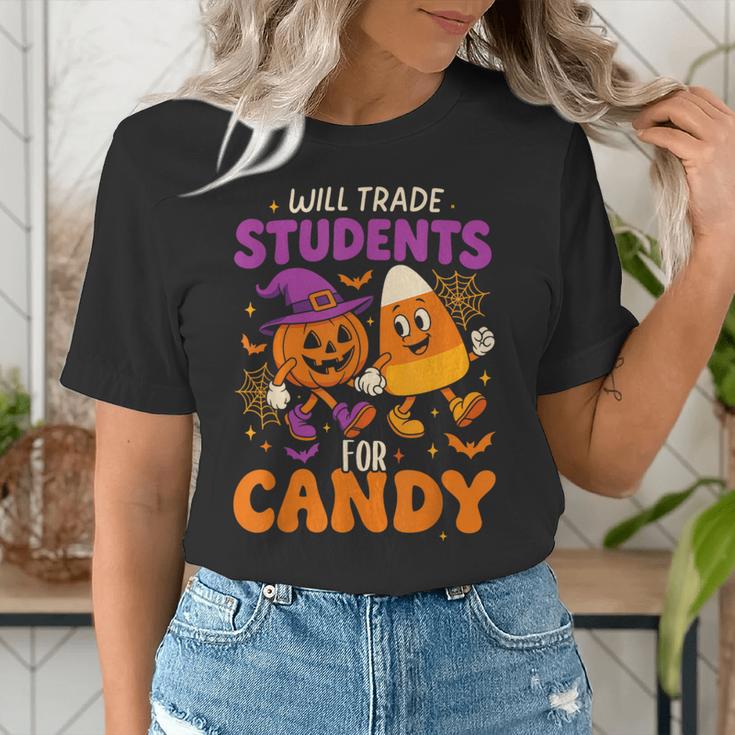 Will Trade Students For Candy Shirt Fun Candy Corn Teacher Women's T-Shirt, funny gift Will Trade Students For Candy Shirt Fun Candy Corn Teacher Women's T-Shirt, funny gift