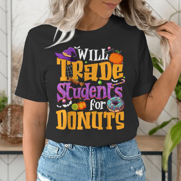 Will Trade Students For Donuts Halloween Teacher Women's T-Shirt, funny gift Will Trade Students For Donuts Halloween Teacher Women's T-Shirt, funny gift