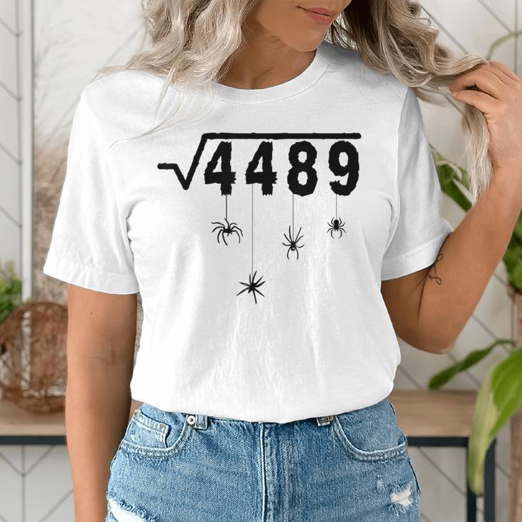 67 Meme Math Teacher 6 7 Halloween Spiders Square Root 4489 Women's T-Shirt, funny gift