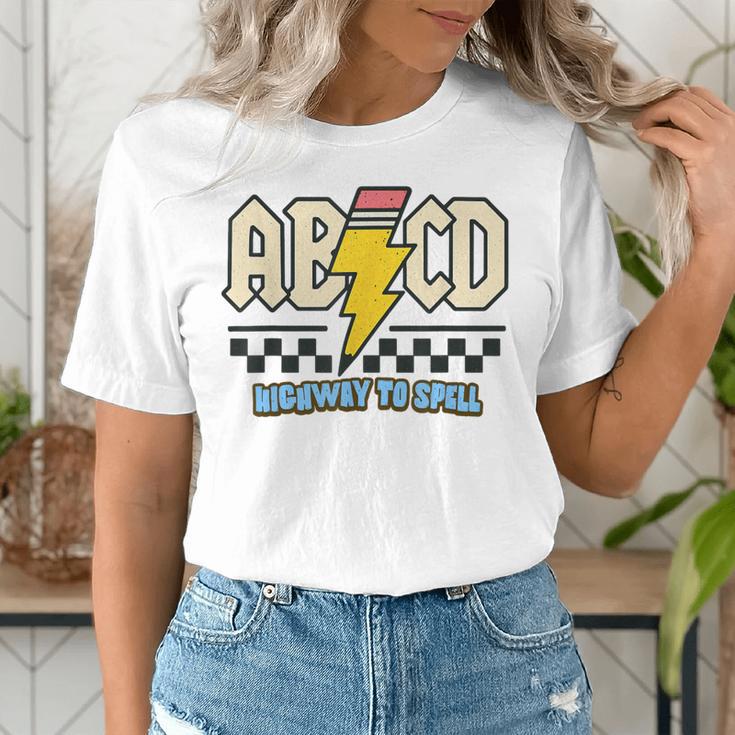 ABCD Highway To Spell Pencil Teacher & Student Font Me Women's T-Shirt, funny gift ABCD Highway To Spell Pencil Teacher & Student Font Me Women's T-Shirt, funny gift