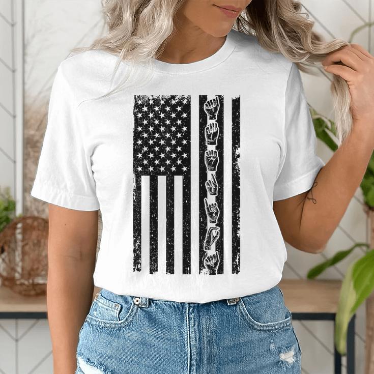 ASL Flag Sign Language Deaf ASL Teacher For Men Women Women's T-Shirt, funny gift