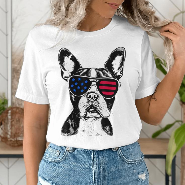 Boston Terrier Dog 4th July America USA Flag Men Women Kids Women's T-Shirt, Boston Terrier 4th Of July Shirts, funny gift