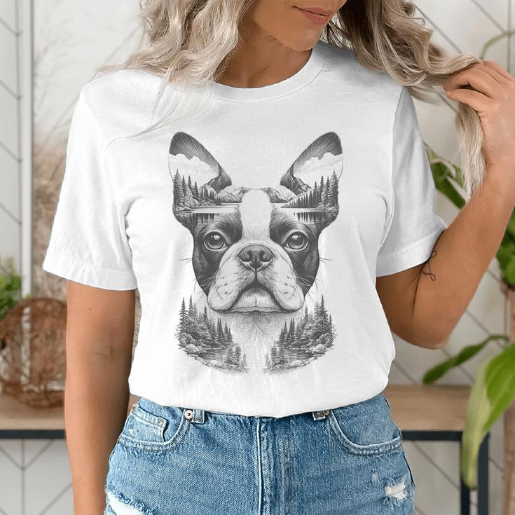 Boston Terrier Dog Bostie Nature Memorial Idea Men Women Women's T-Shirt, funny gift