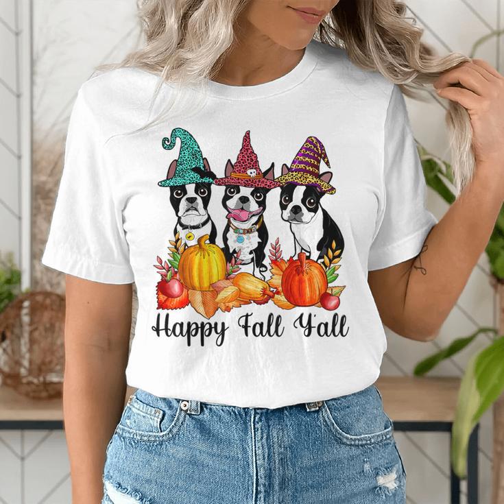 Boston Terrier Dog Lover Fall Ya'Ll Halloween Costume Men Women Women's T-Shirt, Boston Terrier Halloween Shirts, funny gift