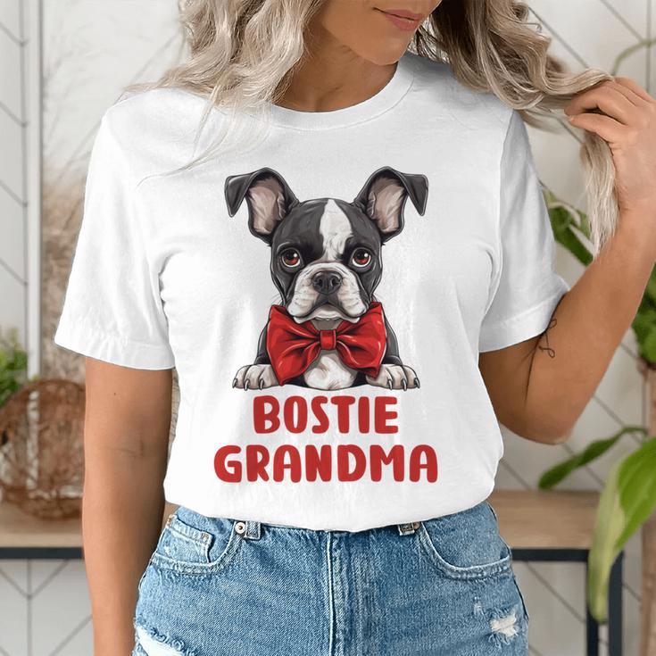 Boston Terrier Grandma Dog Lovers Puppy Bostie Owner Women's T-Shirt, funny gift