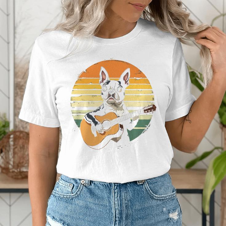 Boston Terrier Guitar Retro Women's T-Shirt, funny gift