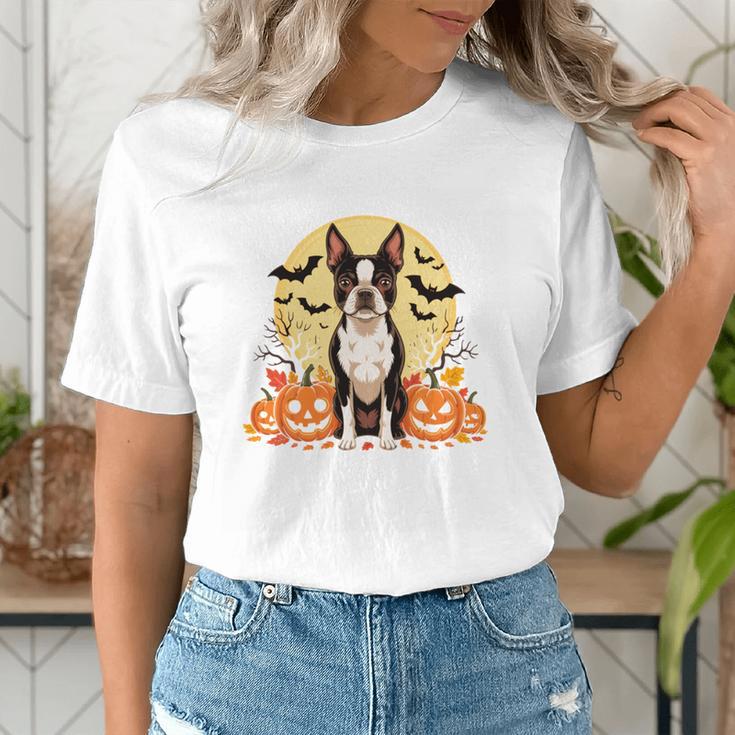 Boston Terrier Halloween Dog Lover Pumpkin Costume Women's T-Shirt, Boston Terrier Halloween Shirts, funny gift