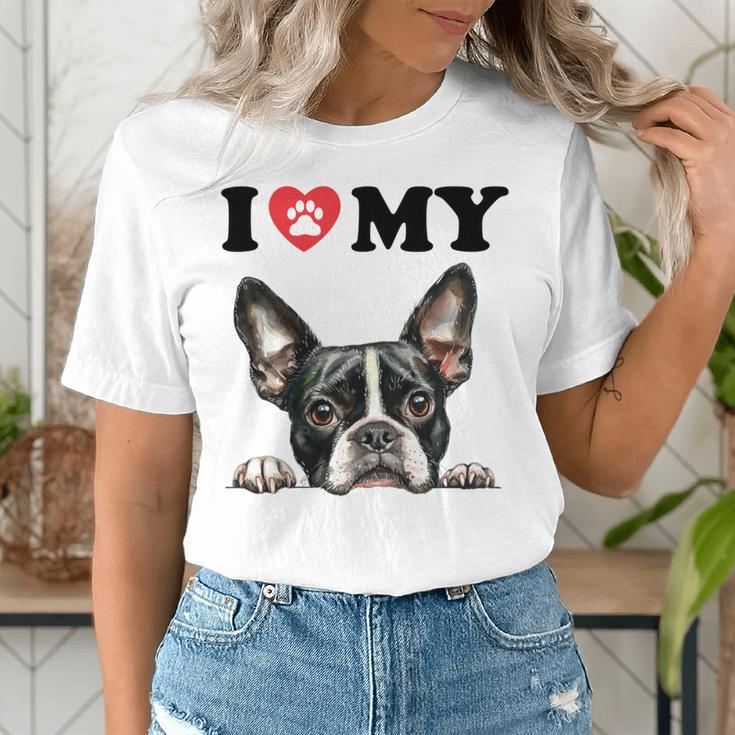 Boston Terrier I Heart My Dog Dog Lover Women's T-Shirt, funny gift