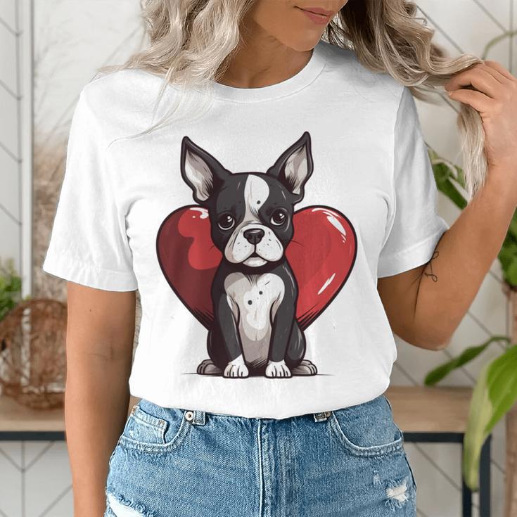 Boston Terrier Mom Dad Bostie Dog Lover Valentines Day Women's T-Shirt, Boston Terrier Dad Shirts, Boston Terrier Mom Shirts, funny gift