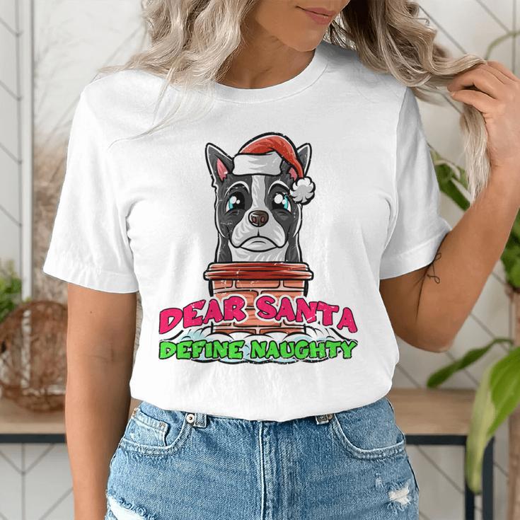 Boston Terrier Santa Claus Christmas Dog Women's T-Shirt, Boston Terrier Christmas Shirts, funny gift
