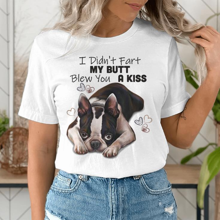 Boston Terrier Shirt I Didn't Fart My Butt Blew You A Kiss Women's T-Shirt, funny gift